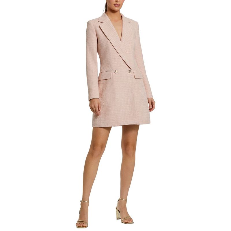 Mac Duggal Womens Boucle Long Sleeve Blazer Mini Dress